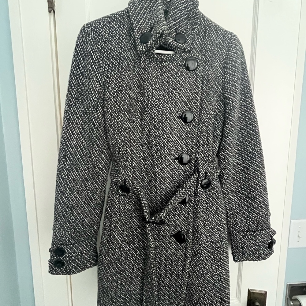 Giacca Black and White Tweed Trench Coat